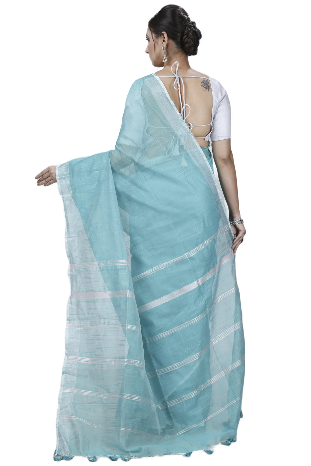 Green Blended Cotton Toshini Hand Loom Saree (1184)